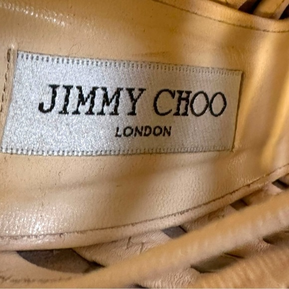 Jimmy Choo Aston Elastic Sandal Leather Nude Heels Shoes 39.5 9.5 - Picture 15 of 16